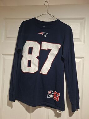 Men's Navy Long Sleeve Football Tee with 87 Graphic
